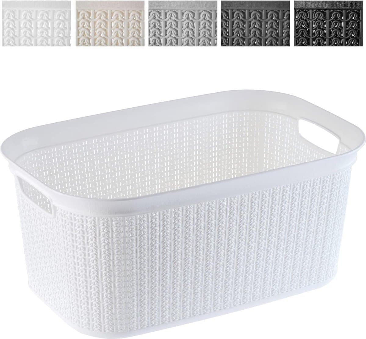KADAX - Wasmand, multifunctionele mand, 27 l - wasmand van kunststof, opbergmand, wasmand voor badkamer, vuile kleding, accessoires, speelgoed, wasbox - Wit — afbeelding 1