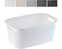 KADAX - Wasmand, multifunctionele mand, 27 l - wasmand van kunststof, opbergmand, wasmand voor badkamer, vuile kleding, accessoires, speelgoed, wasbox - Wit