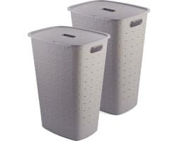 Curver Softex Wasmand met Deksel 56L - 2 stuks - Taupe — afbeelding 1