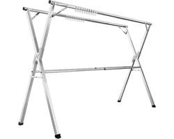 Wasrek Inklapbaar - Staand Droogrek metaal - 133-200 cm Uitschuifbaar - Zilver