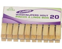 Wasknijpers Jumbo hout set à 20