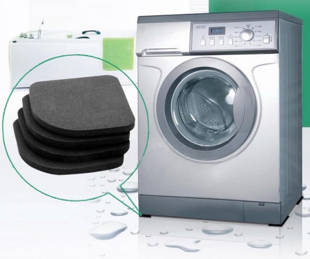 Anti-Slip matjes voor wasmachine, droger, koelkast, kast of ander apparatuur - Trillingsdempers - Geluiddempers - 4 Stuks — afbeelding 1