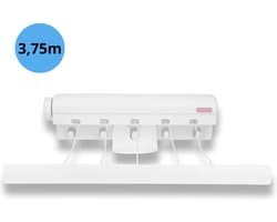 Bailanta® Waslijn Uittrekbaar - Wanddroogrek - Waslijn - Waslijndraad 5 lijnen + Bevestigingsmateriaal - 5 Kabels - 3,75 Meter - Drooglijn Uittrekbaar — afbeelding 1