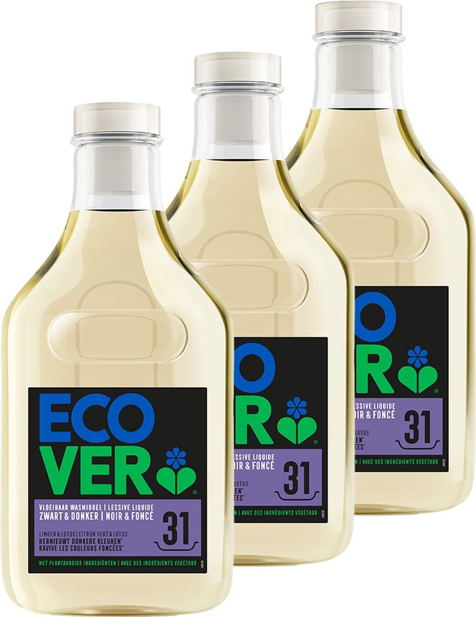 Ecover - Vloeibaar Donker Wasmiddel - Voordeelverpakking 3 x 1.43 L - 93 wasbeurten - Kleurbescherming & Pluisverwijdering - Plantaardig & Biologisch afbreekbaar — afbeelding 1