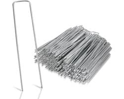 Grondankers 300 Stuks - 15x2.5cm - Roestwerend grondanker gegalvaniseerd staal - Ø2.8mm - Onkruidvlies - voor het bevestigen van worteldoek, tuinvlies, schutting, kunstgras, folies - stabiel U-vormig grondanker