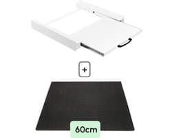 Bodo® - Stapelkit & Anti trillingsmat voor Wasmachine en Droger - Tussenstuk met uitschuifbare plank - Wit