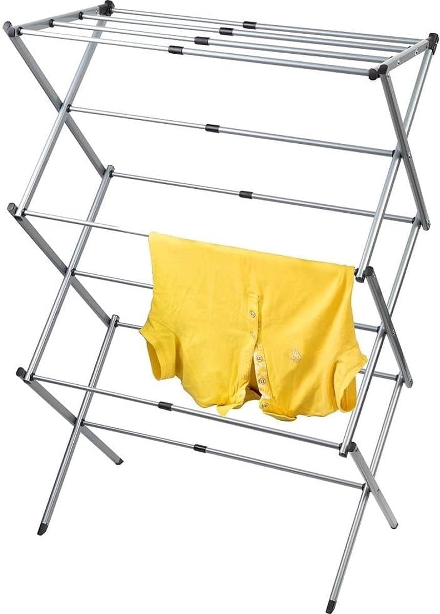 Stevig Telescopisch Droogrek - Staand Kleding Wasdroogrek - Wasrek Droogtoren - Voor 1 Volle Wastrommel - Opklapbaar — afbeelding 1