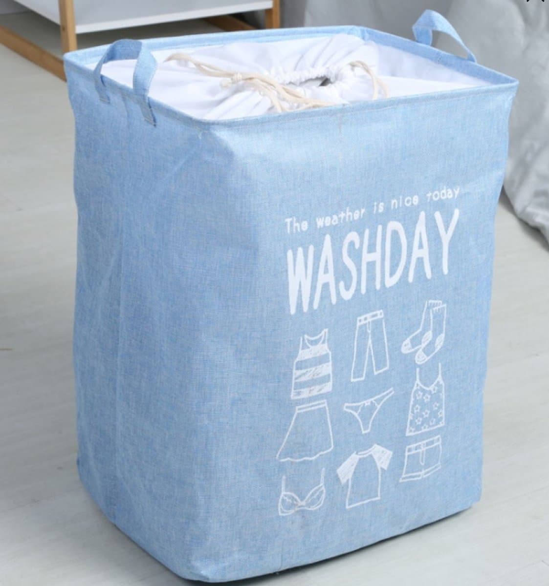 Inklapbare wasmand blauw 53x43,5x33 cm — afbeelding 1