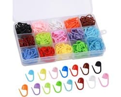 300 Stekenmarkeerclips Set - 15 Kleuren Brei Clips & Stompe Naalden met Opbergdoos