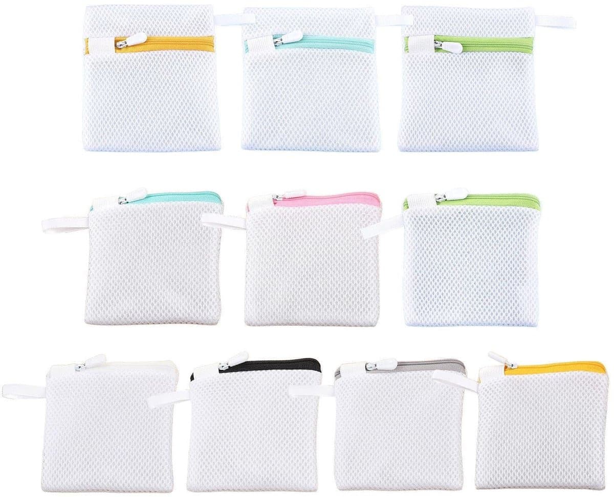 Allecto - Waszakjes - Mini - Net - Ondergoed - Sokken - Accessoires - Wassen - Opbergen - Wit - Set van 10 — afbeelding 1