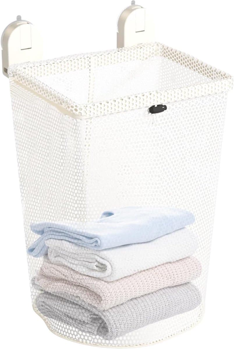 Wasmand Opbergmand - Waszak Netten - Ruimte Besparen - Zuignappen Bevestiging - 30x30x5 cm - Romig — afbeelding 1