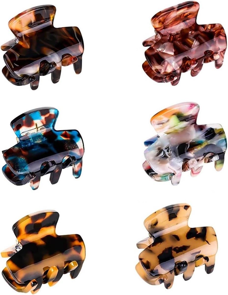 6x Kleine Antislip Haarclips voor Medium en Dun Haar - Pijnboom Klem — afbeelding 1