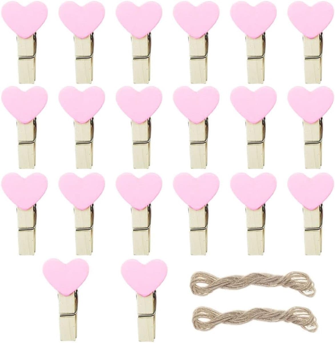 Roze Hart Wasknijpers Mini Houten Clips voor Decoratie en Fotografie — afbeelding 1