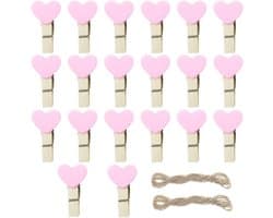 Roze Hart Wasknijpers Mini Houten Clips voor Decoratie en Fotografie