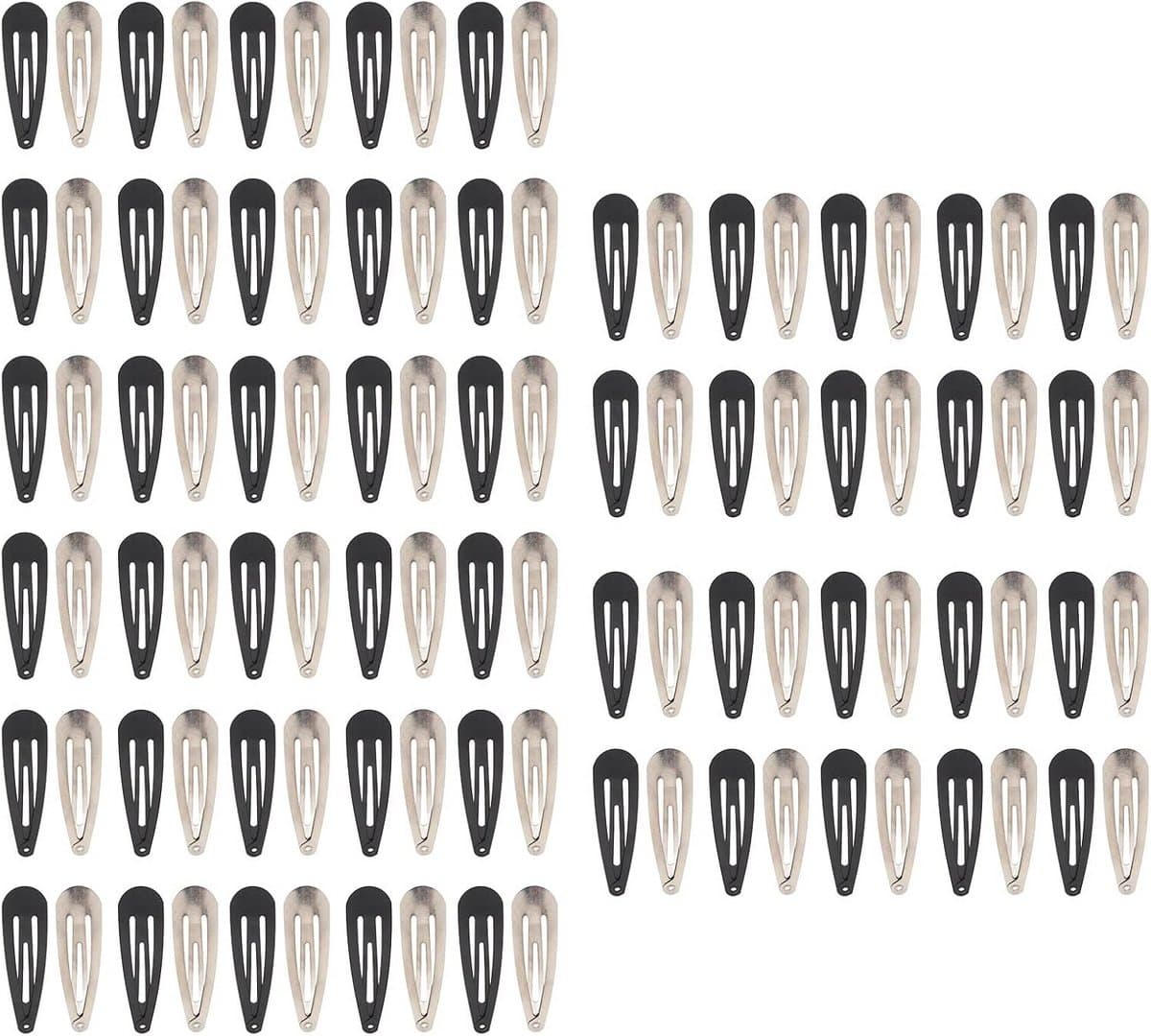 100x Metal Snap Haarspeldjes Zwart Wit - Sterke Klemmen voor Kinderen en Dames — afbeelding 1