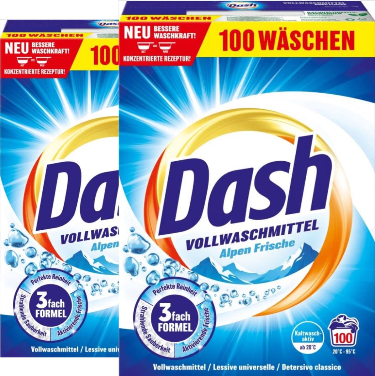 Dash Alpenfris Universeel Waspoeder - XXL Pack - 2 x 5 kg - 200 Wasbeurten - Reinigt tot diep in de vezels - Verwijdert vlekken in 1 wasbeurt - Heerlijk frisse geur — afbeelding 1