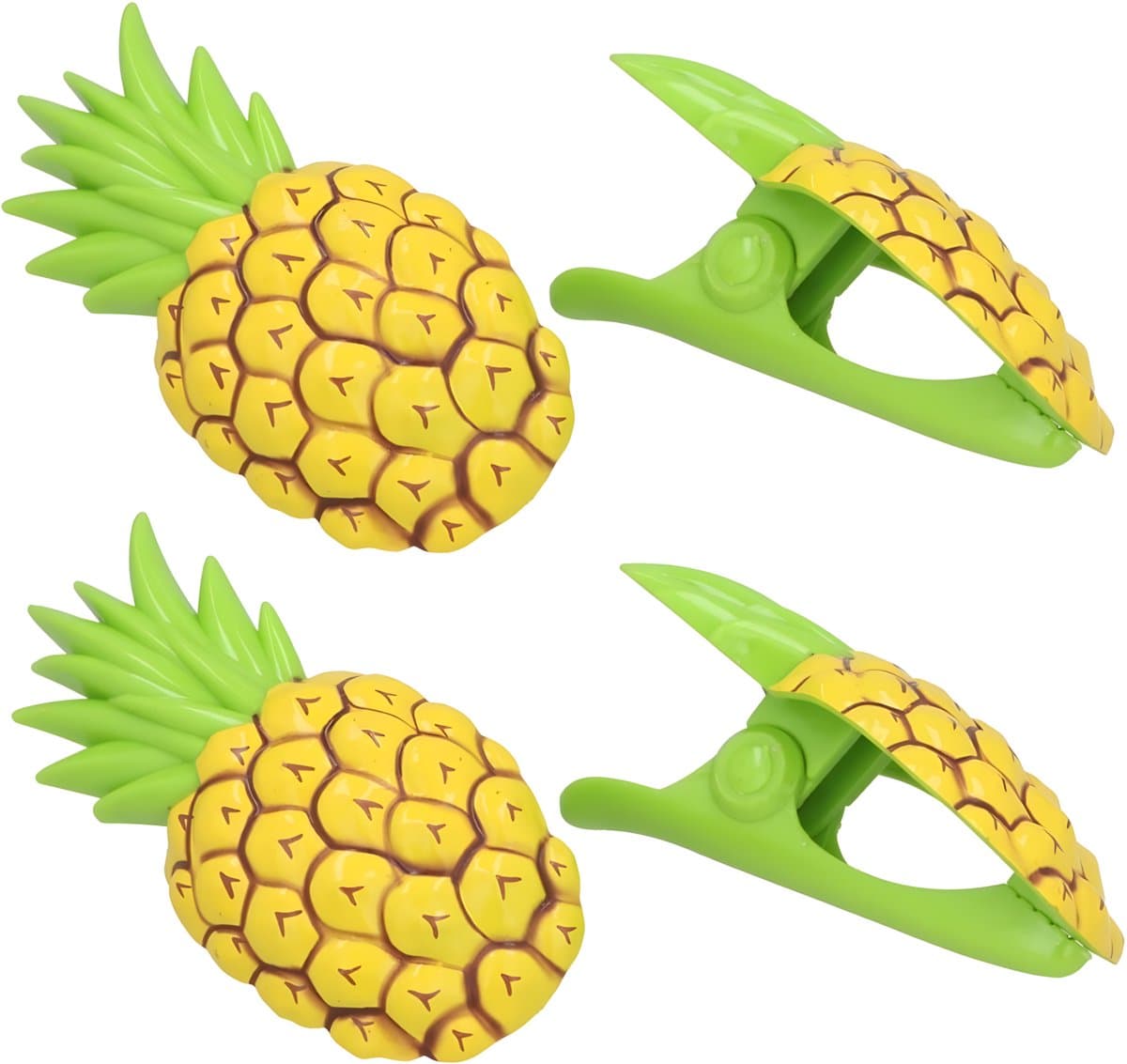 Gerimport Handdoekknijpers - 4x - geel - ananas - handdoekklem - kunststof — afbeelding 1