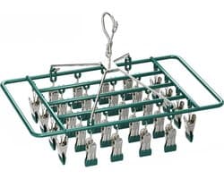 Sokkendroger - Wasknijpers - 28 knijpers - Rechthoek - Sokkenhanger - Sokken droogrek - Droogrek - Wasrek - Droogcarrousel - Droogcarrousel met knijpers - Sokken - Ondergoed - Bh’s