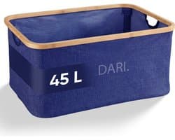 DARI. Opvouwbare Wasmand 45L – Heupwasmand – Wasmanden – Opbergmand – Wasbox – Bamboe – Blauw — afbeelding 1
