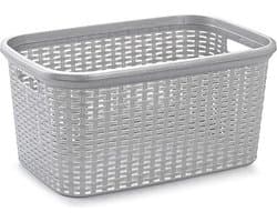 Plasticforte Wasmand - 35 liter - rotan - zilvergrijs - kunststof - 53 x 36 x 26 cm