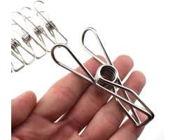 Metalen Kledingknijpers - Roestvrijstalen Knijpers - Kleding Drogen - Sterke Grip - 14 Stuks - Zilver