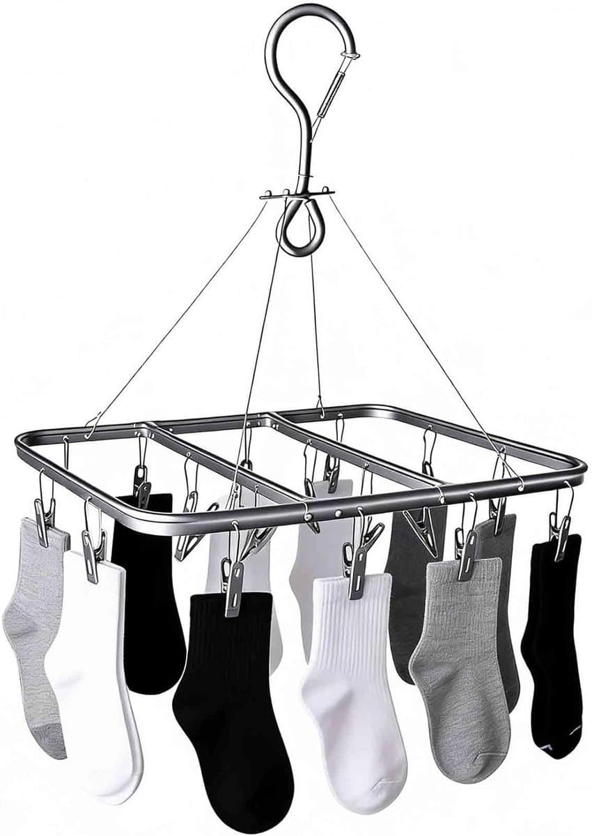 Camping Droogrek met 16 Clips voor Sokken, Ondergoed en Kleding - Ideaal voor Buitenactiviteiten en Kamperen — afbeelding 1