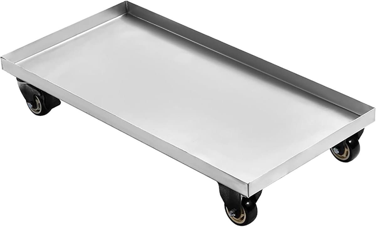 Metalen Lekbak - Afvoerpan Wasmachine - Apparaten Verplaatsen - Met Universele Wielen - Vele Maten - Zilver — afbeelding 1