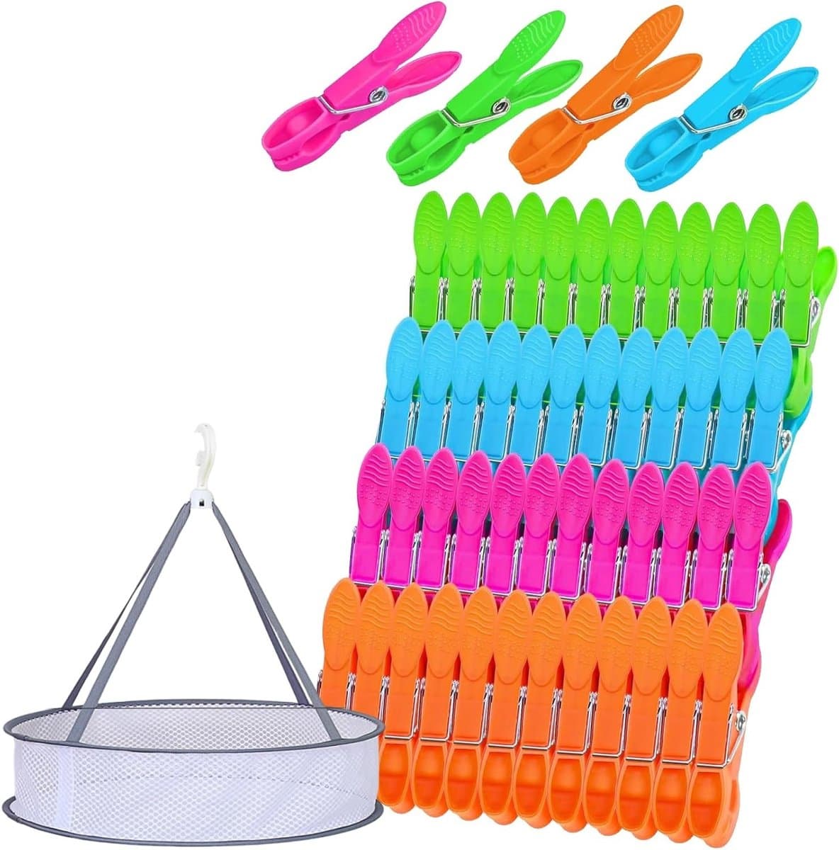 48 Stuks Wasknijpers met Tas - Winddichte Plastic Wasknijpers voor Kledinglijnen en Hangers, Duurzaam en Lichtgewicht — afbeelding 1