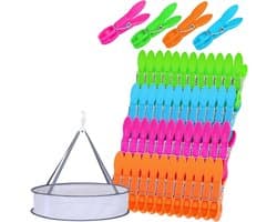 48 Stuks Wasknijpers met Tas - Winddichte Plastic Wasknijpers voor Kledinglijnen en Hangers, Duurzaam en Lichtgewicht