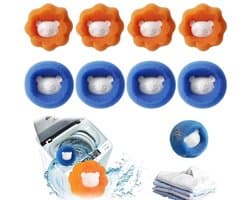 Dailygoody - Haarvanger wasmachine - Herbruikbaar - Anti-klitten - 8 stuks - Wasbal voor honden en katten - Beschermt wasgoed - Kleur blauw en sinaasa