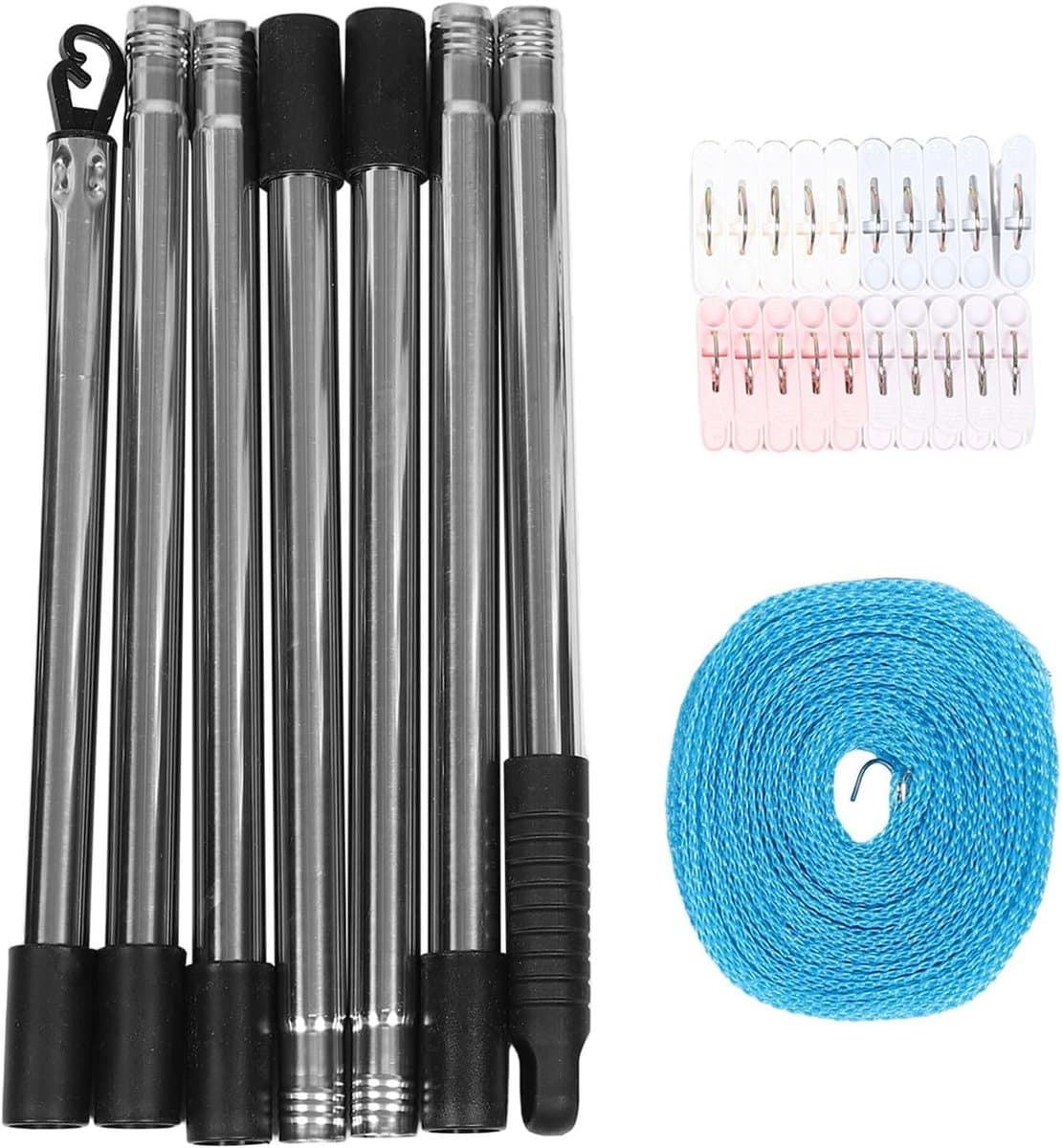 Droogset Waslijn - Buitenkleding Droogrek - Kleding Drogen - Weerbestendig Nylon - 250 cm - Zilver — afbeelding 1