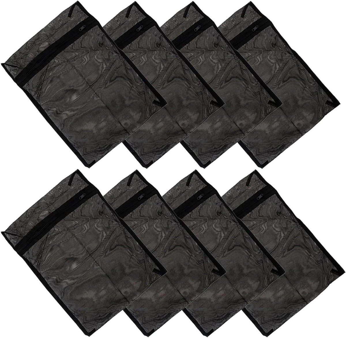 Waszakken met Ritssluiting - Herbruikbare Wasnetten - Delicate Kleding Wassen - Fijn Mesh Netwerk - 8 Stuks 40x30cm - Zwart — afbeelding 1