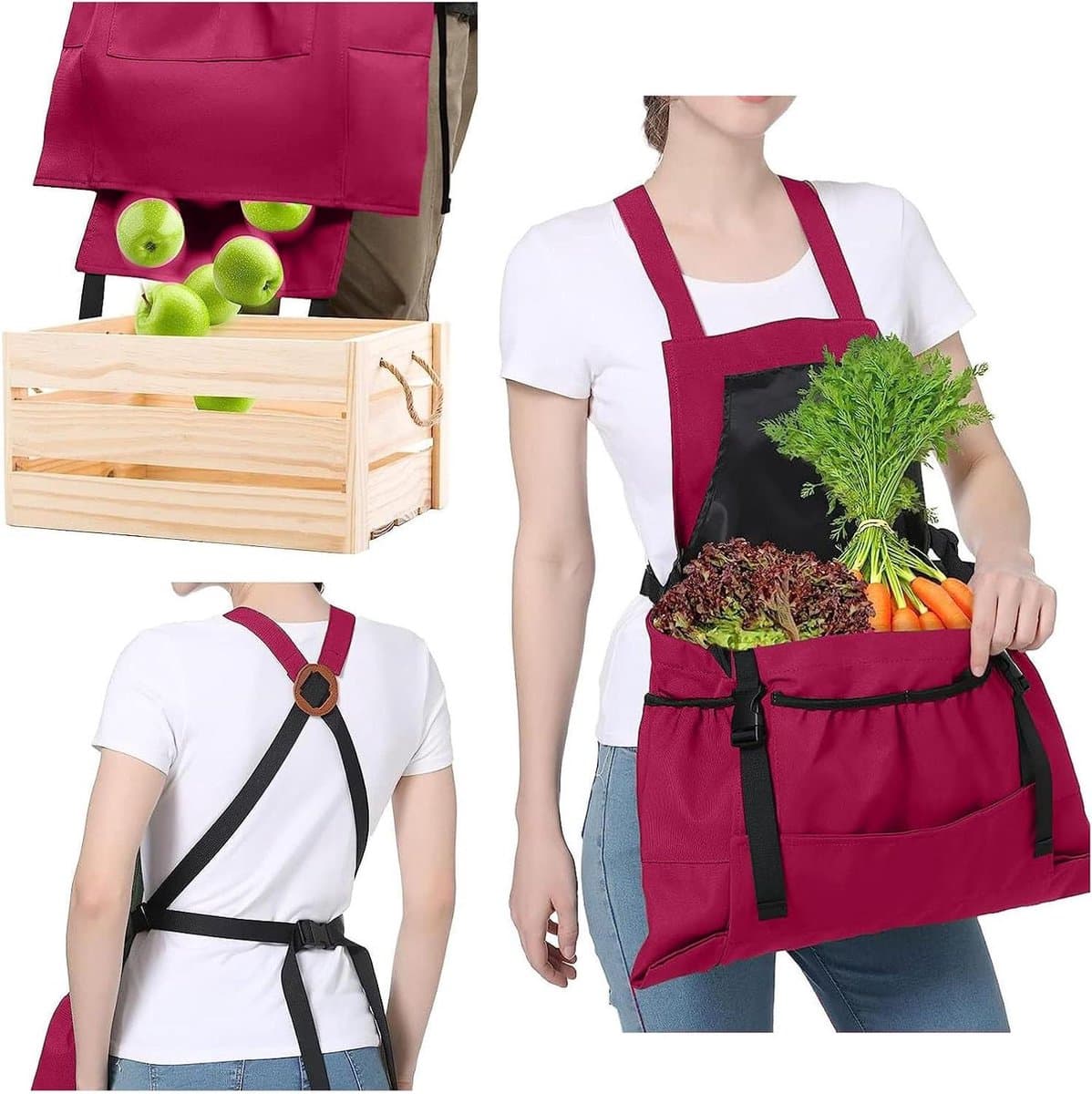 Tuinschort Fruitpluk - Oogstzak Schort - Fruit Plukken - Snelsluiting Zakken - 60 cm Hoog - Roos — afbeelding 1