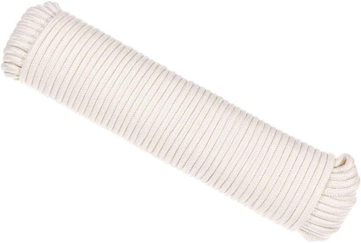 Polyester waslijn - Kledinglijn touw - Kleding drogen buiten - Lage rek vezels - 100 voet - Wit — afbeelding 1