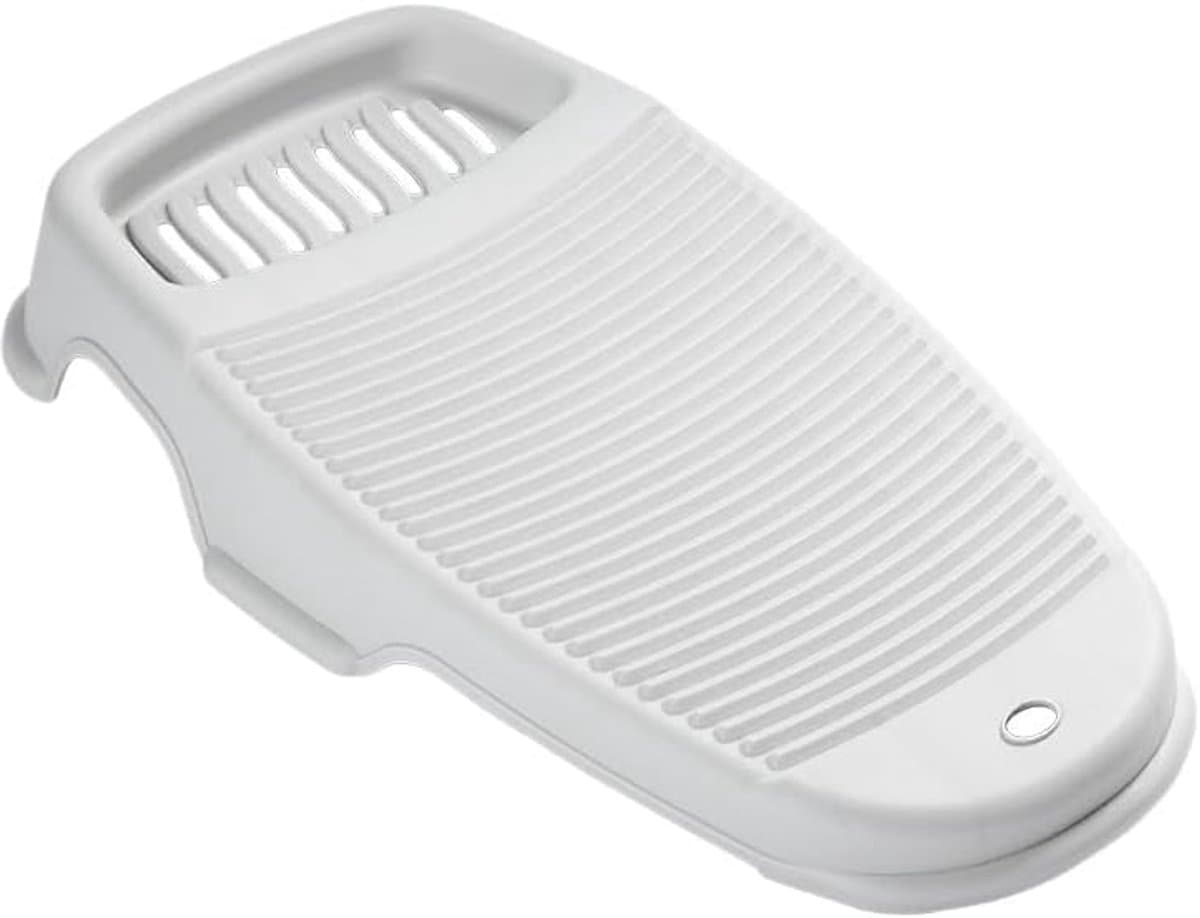 Draagbare plastic wasplank wit 36x20cm – Met antislip ondergrond en houder, handwasplank voor kleding huishoudgebruik — afbeelding 1