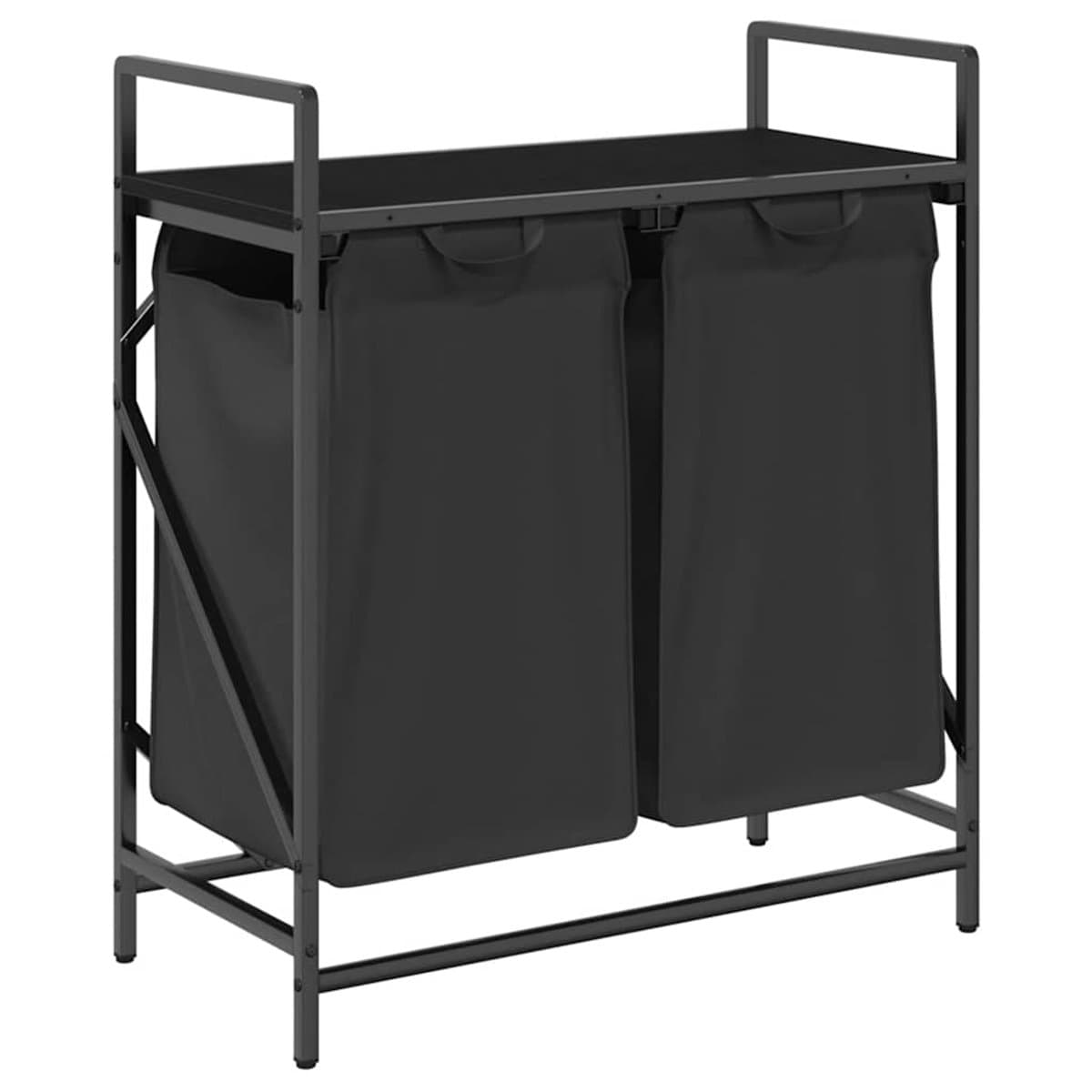 vidaXL - Wasmand - 2 - vakken - met - plank - zwart - eikenkleurig — afbeelding 1