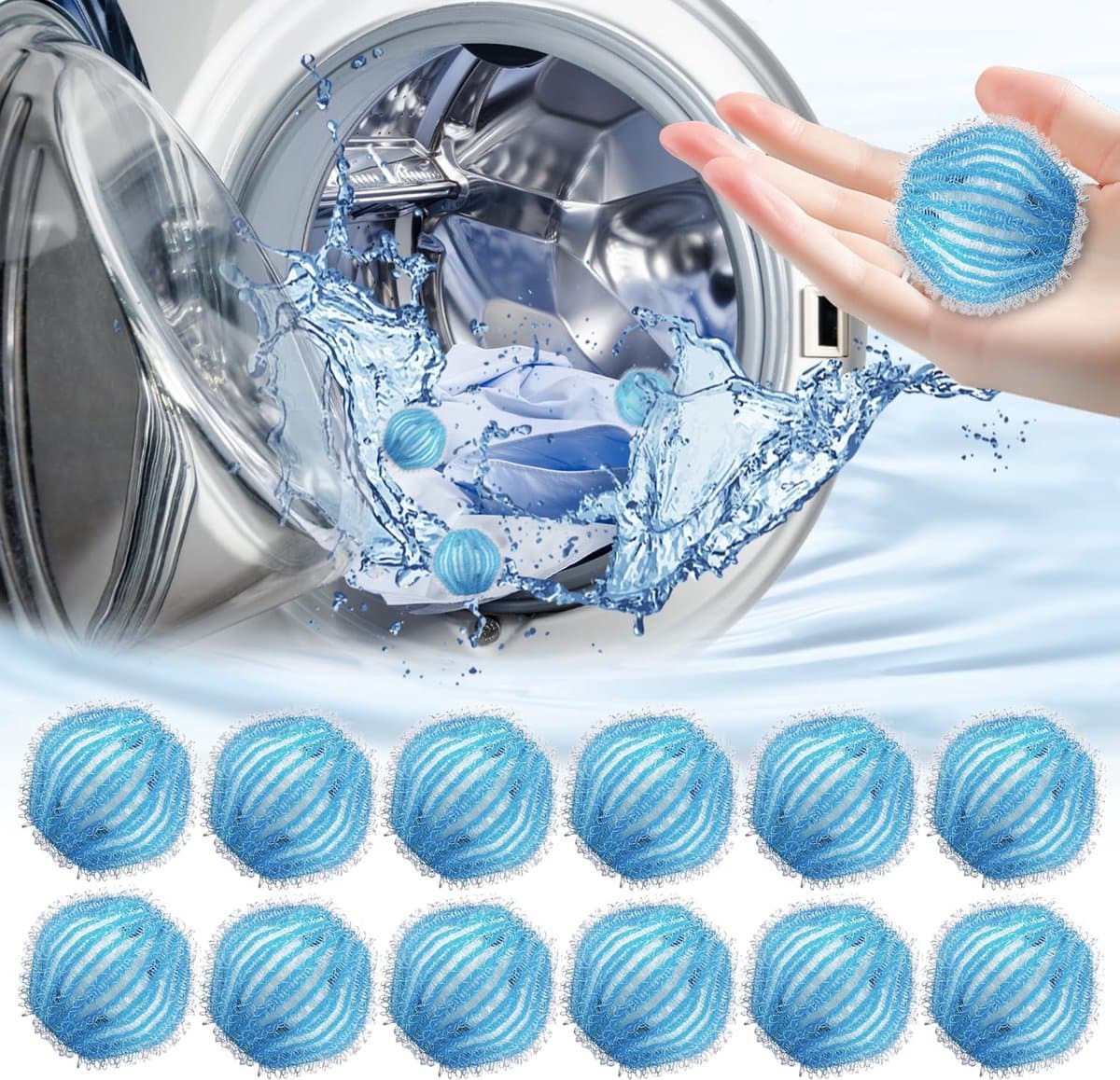Wasmachine-vangers voor wasmachine, haarvanger voor wasmachine, ballen voor wasmachine, herbruikbare ballen voor wasmachine, schone dierenharen (blauw) — afbeelding 1