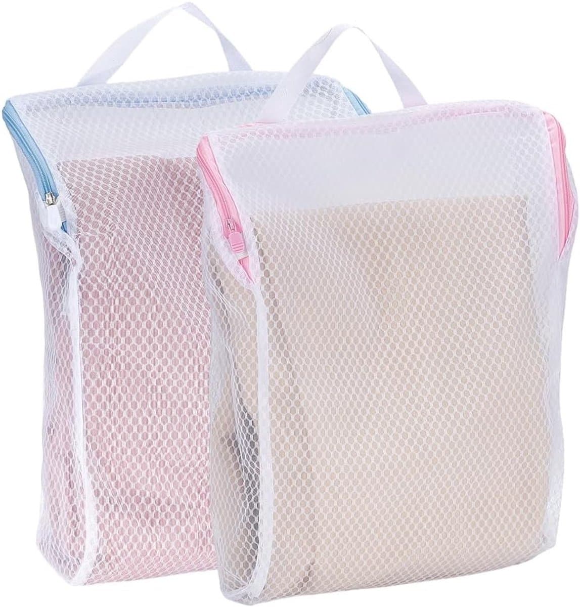 Set van 2 Hangende Wasnetten voor Delicates, 30x40cm, Ideaal voor Ondergoed, Sokken en Reisgebruik met Handvat en Rits, Ademend en Fijn Net voor Thuis en Studentenhuizen — afbeelding 1