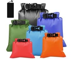 6 stuks waterdichte opbergzakken, ultralichte pakzakken, dry bag set, 1,5/2,5/3/3,5/5/8 l, waterdichte droogtassen voor reizen, boottochten, zwemmen, wandelen, outdoor kamperen