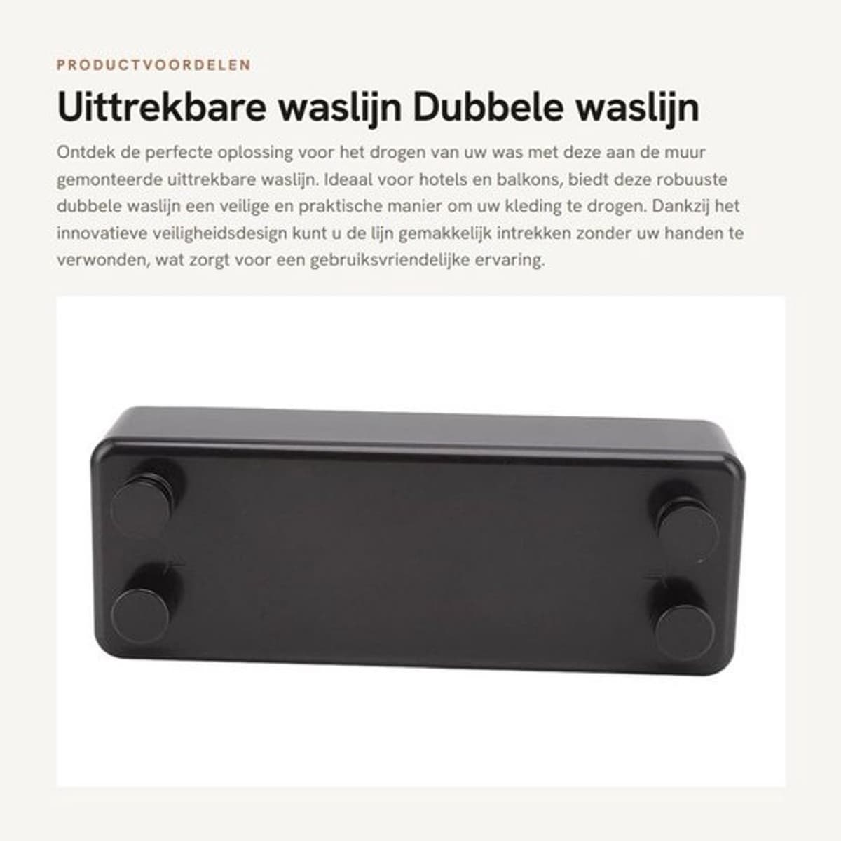 Dailygoods- Intrekbare waslijn van 30 meter - Waslijn met twee lijnen - Roestvrij staal - Veilig ontworpen - Geschikt voor op het balkon - Neemt weinig ruimte in - Lijn voor kleding — afbeelding 1