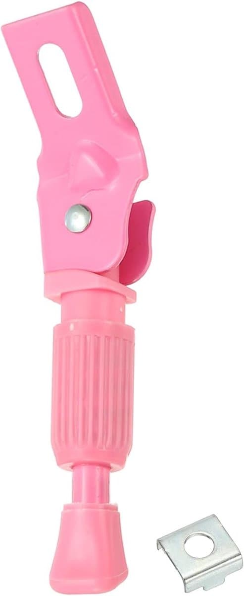 1 stuks roze fietsstandaard 14 inch van legering, zijstandaard voor kinder- en tienerfietsen, inclusief montageplaat, gereedschap en moeren — afbeelding 1