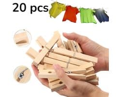 20 stuks - Kleine houten clip in natuurlijke houtkleur - 2,5x0,3cm - Houtkleur - Houten clip in natuurlijke houtkleur - Opbergclip - Kleine houten clip - Visitekaartjes- en fotoclip