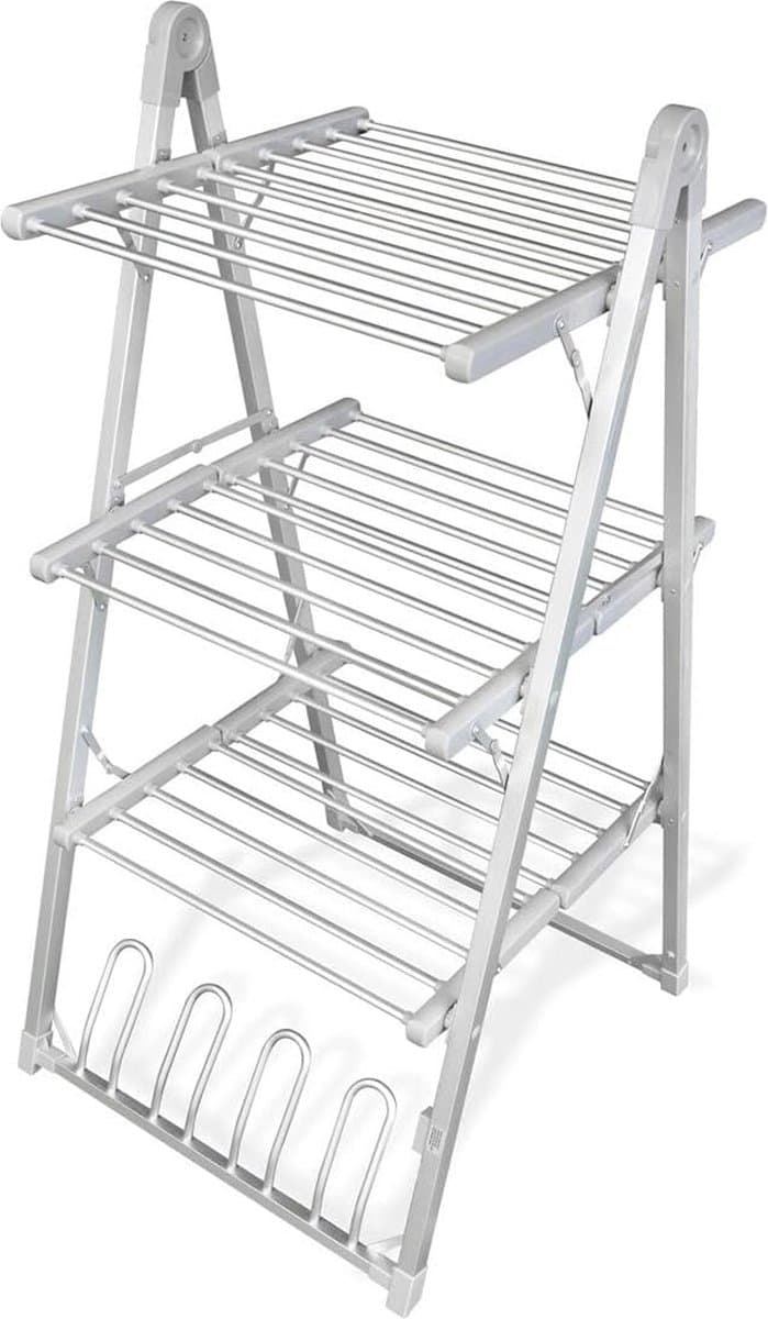 Inklapbare elektrische droogmolen van aluminium en ABS - 66 x 73 x 135 cm — afbeelding 1