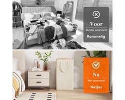 heupwasmand - Narrow Laundry Basket - Wit - Vouwbaar - Handgrepen - Voor Kleine Ruimtes