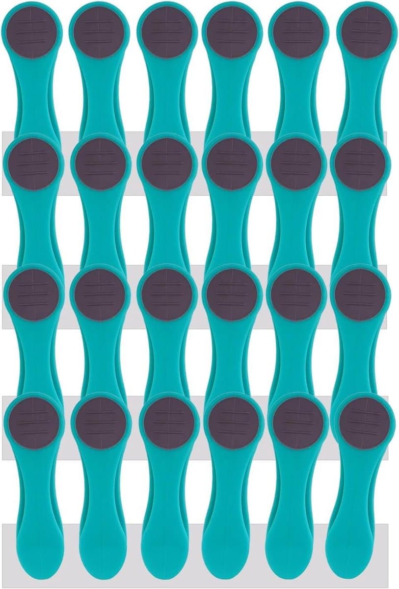 24 Wasknijpers - Kleding Klemmen - Was Ophangen - Softgrip Zonder Afdruk - 70 mm Lengte - Turquoise Grijs — afbeelding 1