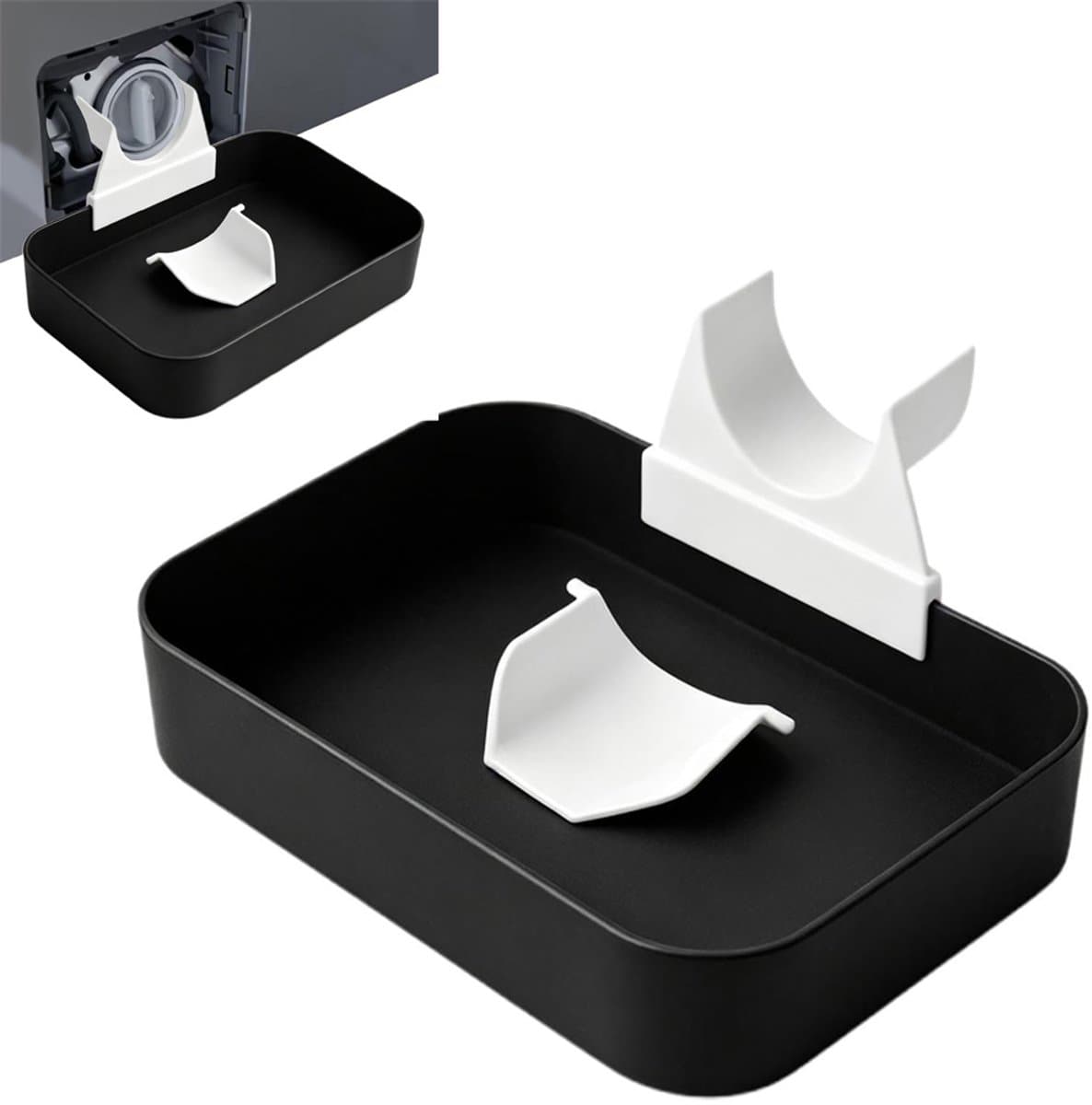 Lekbak Wasmachine - Afvoerbak voor wasmachine - Afvalwaterbak van de wasmachine - Afvalwateropvangbak - 18.4 × 13.6cm - Geschikt voor wasmachines - Zwart — afbeelding 1