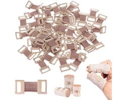 SnelShoppen - 50 Elastische Clips voor Metaal Verbanden - Bruin - Duurzaam en Elastisch - Voor het Bevestigen van Wonden en Verbanden - Ideaal voor Me