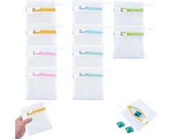 Kleine Waszakken voor Wasmachine, 13 x 12 cm, Ideaal voor Sokken, Lingerie en Reizen, Met Honingraatstructuur en Verborgen Rits, Handige Was Organizer