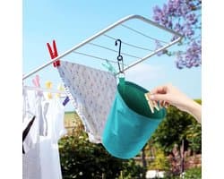 Grote Peg Tas - Waterdicht Polyester - Trekkoordsluiting - Ophanghaak - Voor Wasknijpers