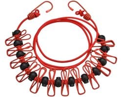 Intrekbare Waslijn - Kledinglijn met Clips - Kleding Drogen Onderweg - Met 12 Klemmen - 180 cm - Zwart